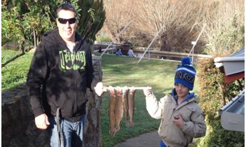 Rainbow trout are on the bite, at Eucumbene Trout Farm